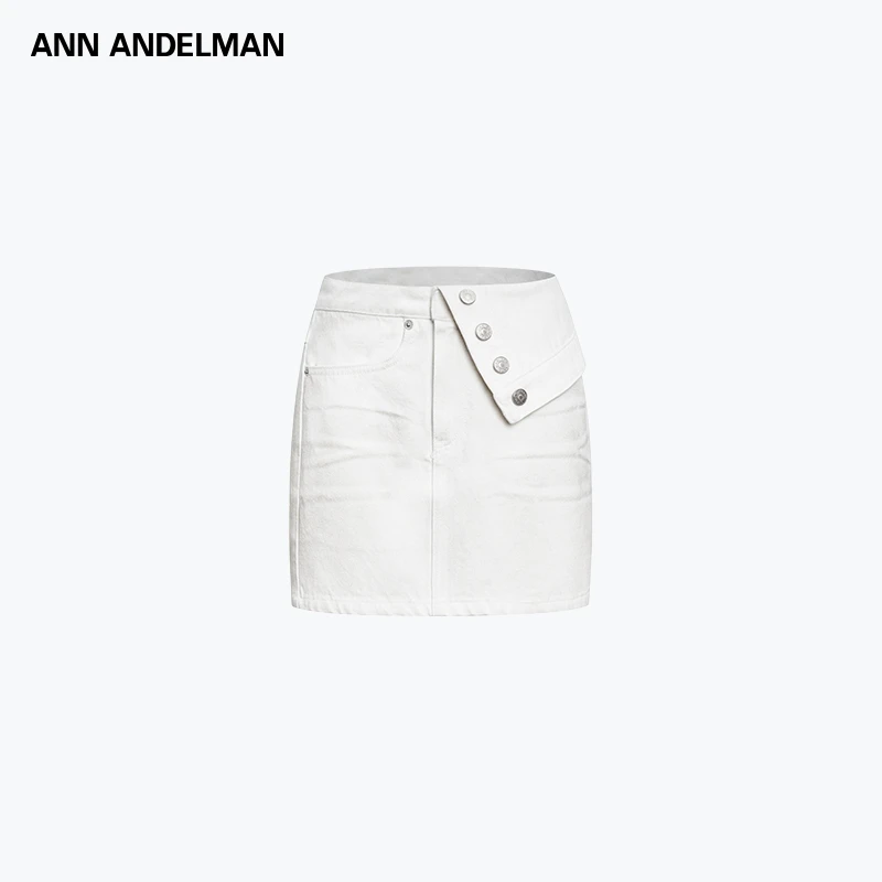 ANN ANDELMAN 25秋冬时尚气质休闲百搭前幅满钻牛仔短裙
