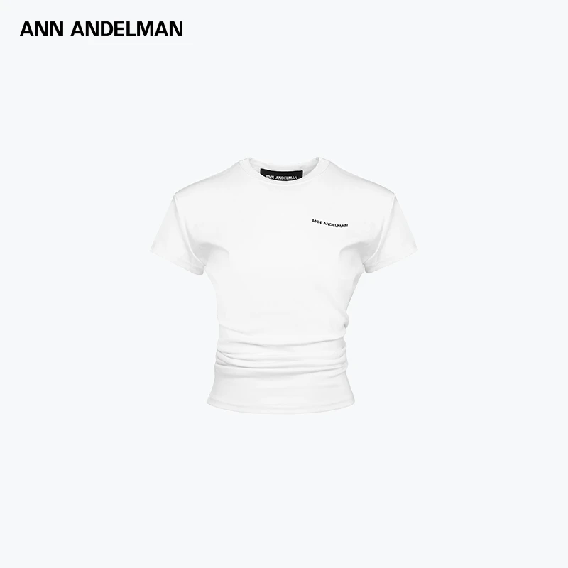 【痞幼同款】ANN ANDELMAN 25秋冬 叠褶短袖垂感时尚纯色修身t恤