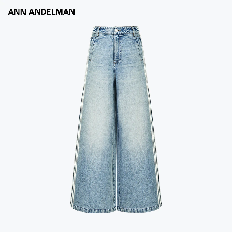 ANN ANDELMAN 25秋冬 时尚休闲百搭阔腿高腰牛仔裤