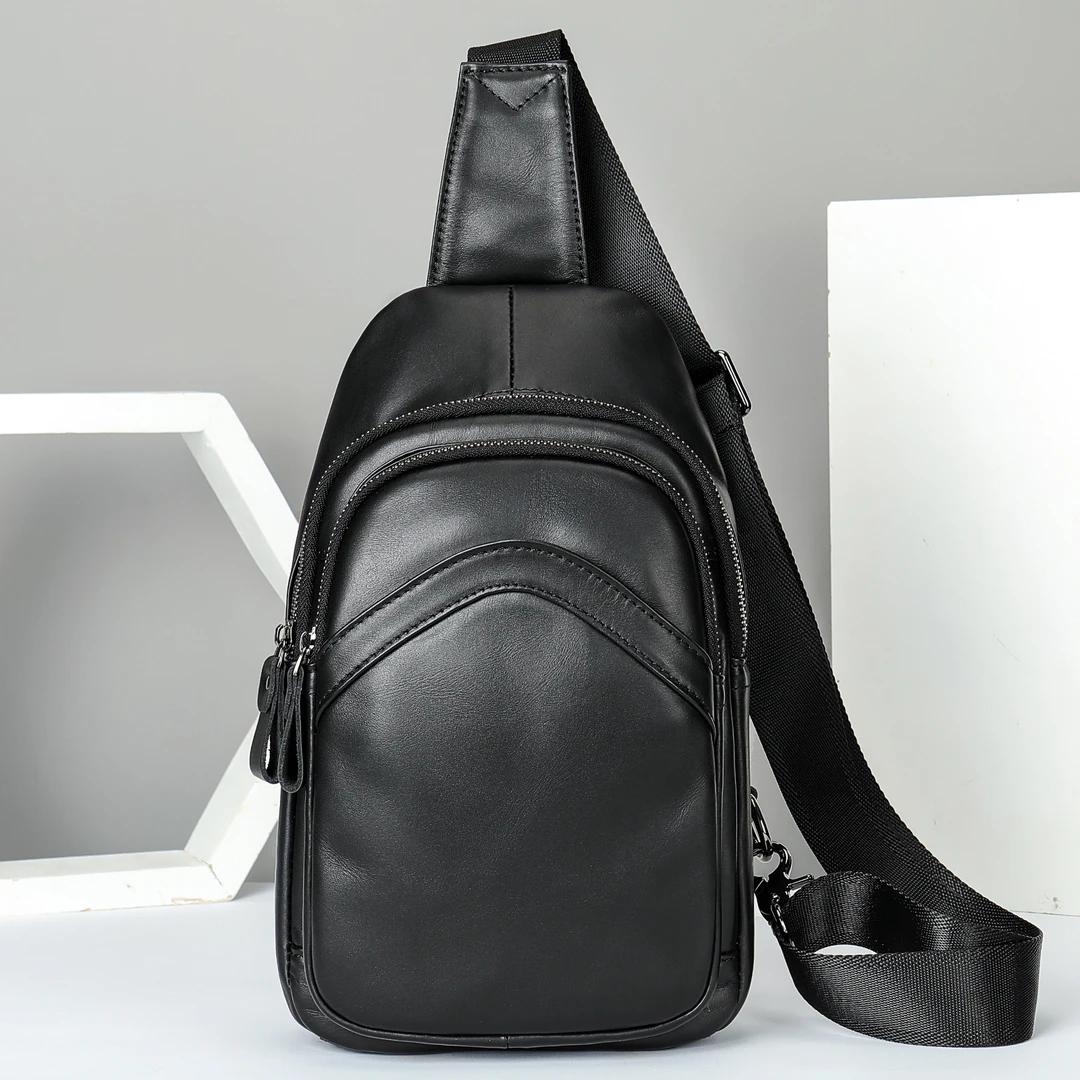 男款真皮胸包新款背包时尚单肩斜挎包潮流运动休闲头层牛皮包男士