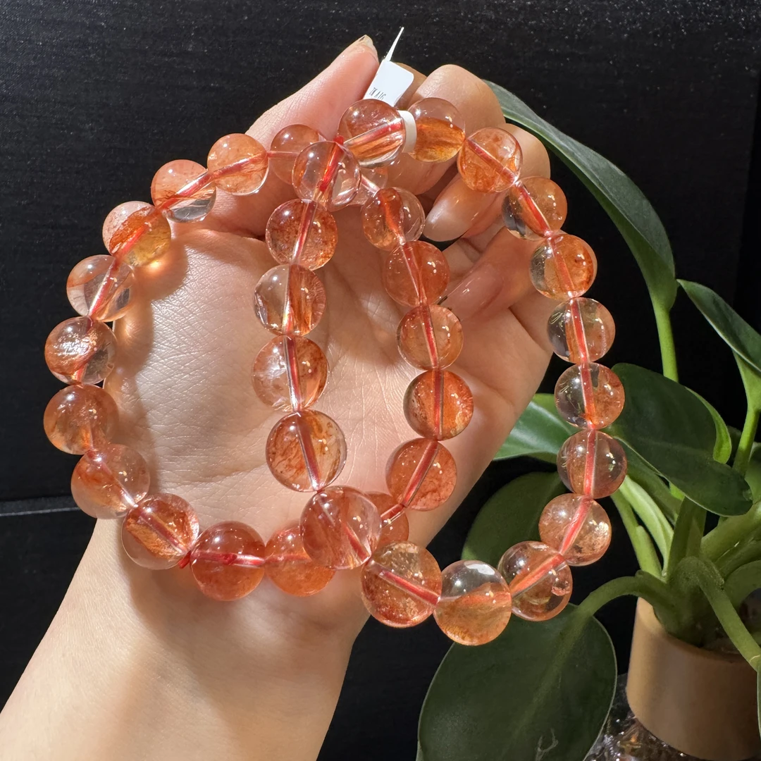 晶匠红胶花手串11mm+多样性发一 编号-M30475