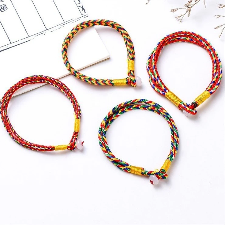 端午节三生三世五彩绳手链女彩虹红绳五月儿童五色线手编彩色手绳