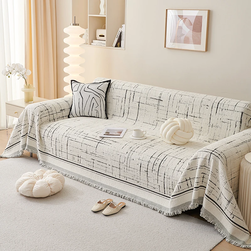 小香风防滑沙发巾秋冬毛绒沙发套罩通用沙发毯全包沙发盖布一片式