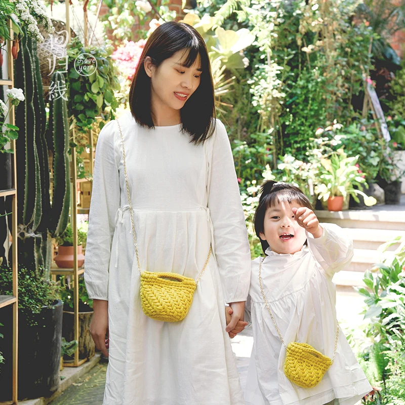 回归线 物喜 手工包包送教程 迷你斜挎包亲子款 粗毛线编织包可爱