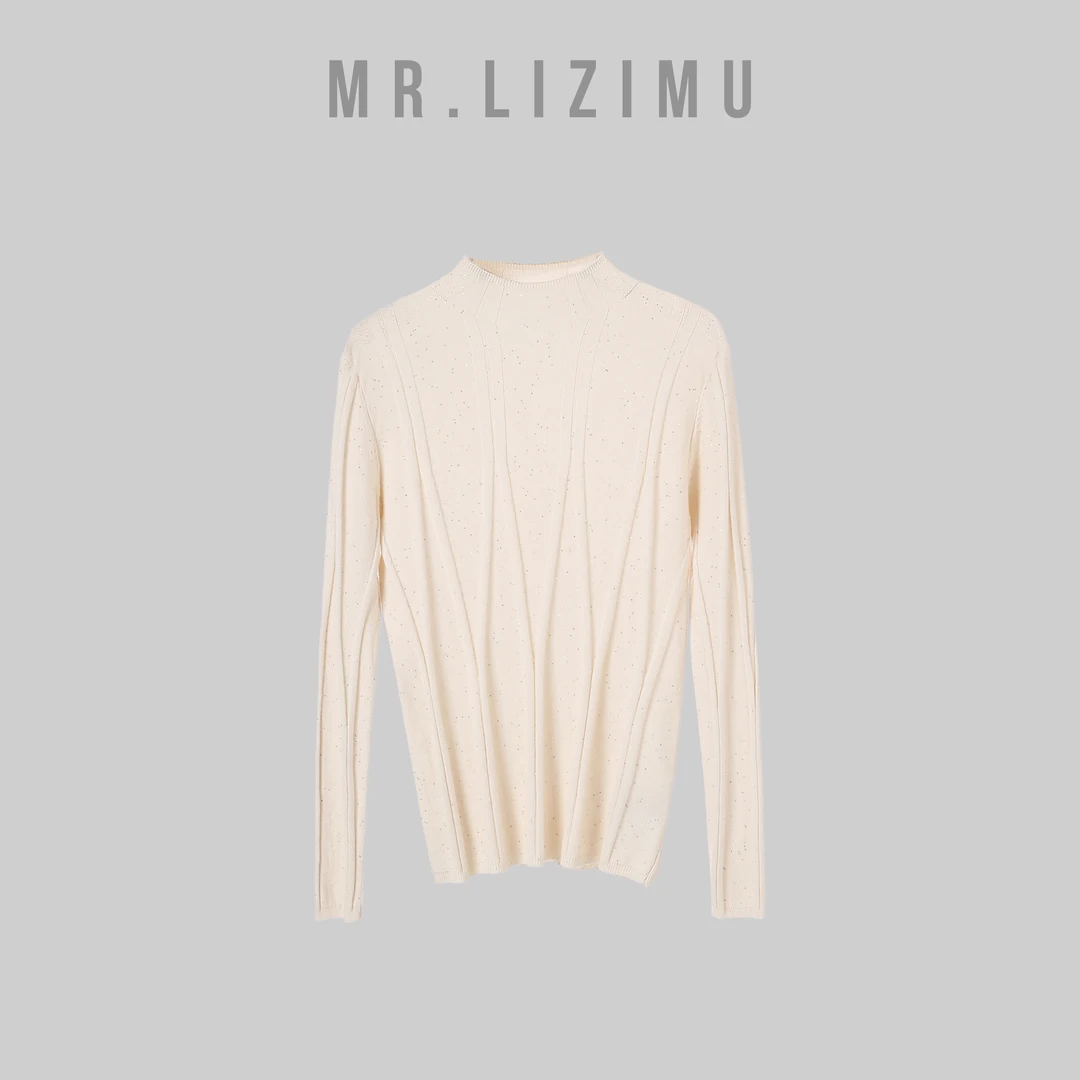 李子木先生撒银半高领压花打底衣2024秋冬季新款百搭时尚C8691