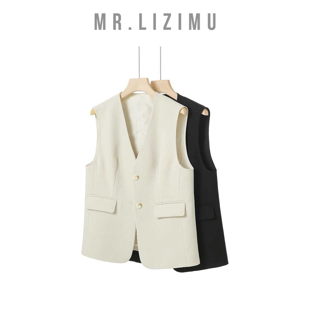 李子木先生马夹2024秋季新款西装马甲女v领小香风纯色感时尚C7311