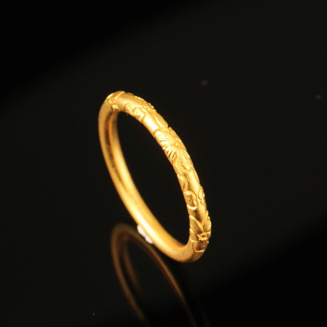 3.28克足金999.9樱花纹传承古法精品工艺实心女士黄金戒指