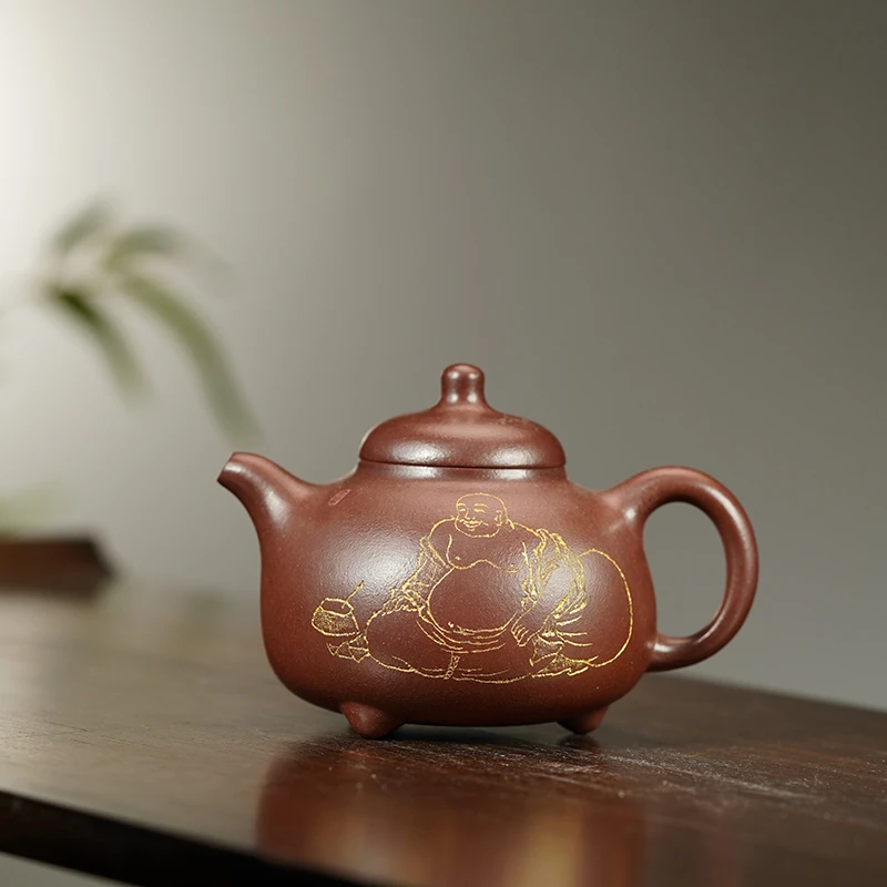 KT212李进开景舟紫泥描金乳鼎紫砂壶