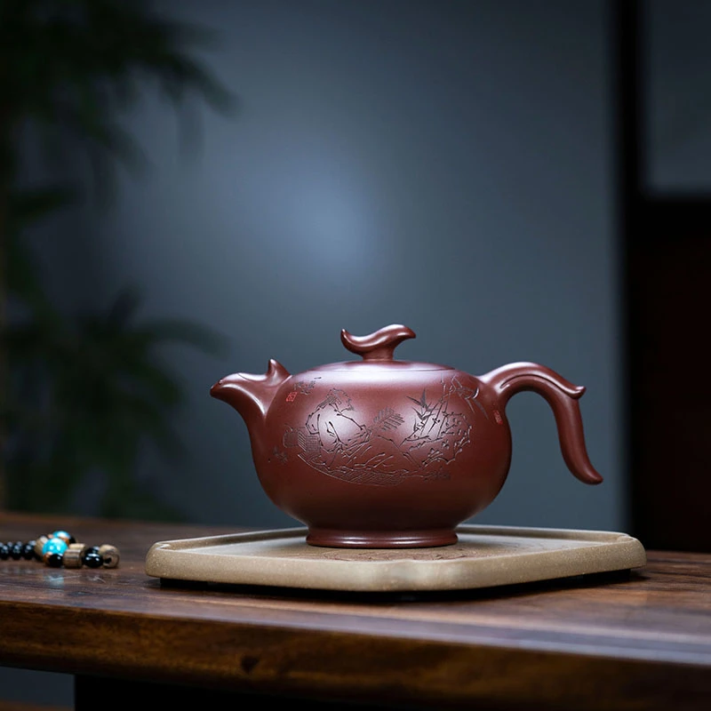 陈玉兰红皮龙飞鸿400cc宜兴黄龙山原矿全手工紫砂壶