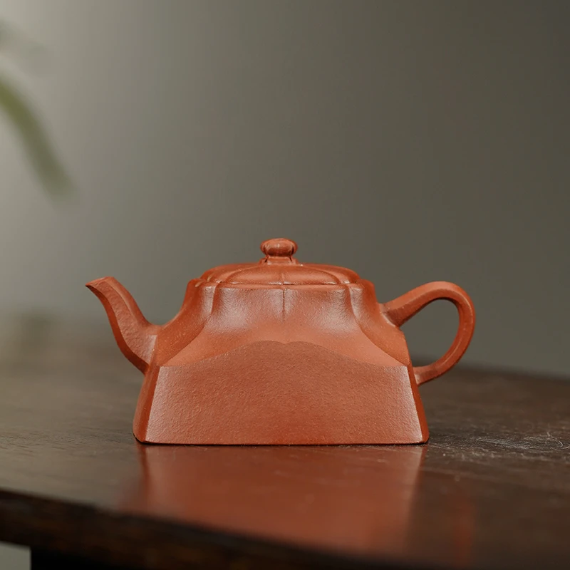 KT224李进开红皮龙四方水仙紫砂壶