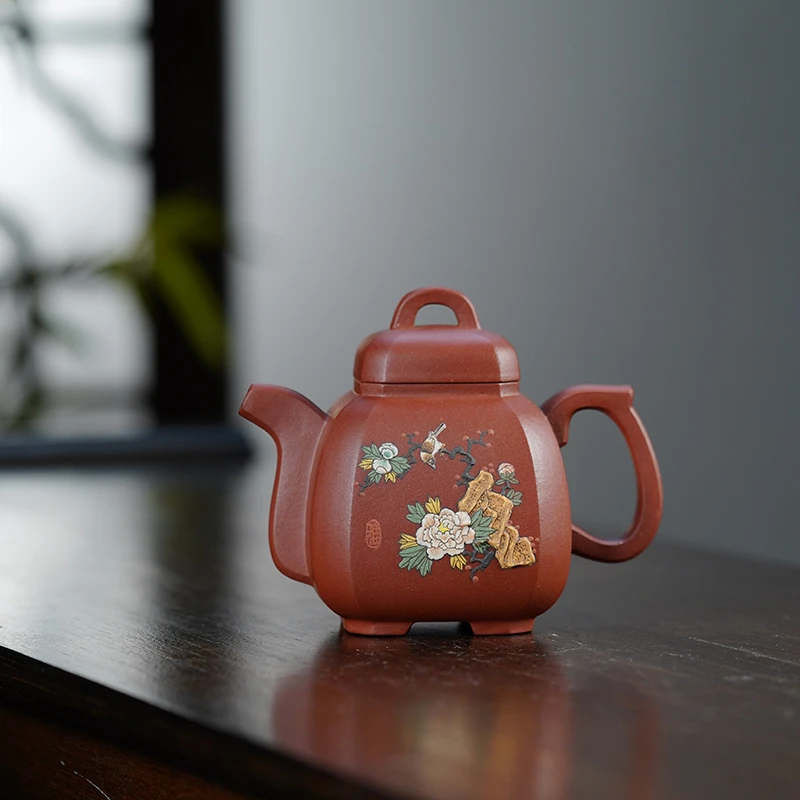 顾脉李氏底槽青泥绘福临八方280cc宜兴黄龙山原矿全手工紫砂壶