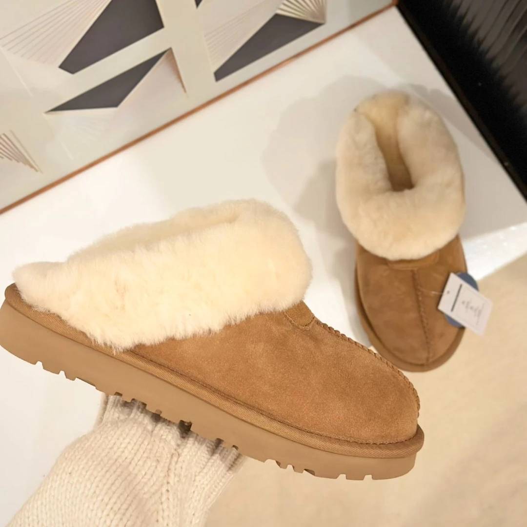 TUGGY【羊皮毛一体】天岩星拖薄底新款千颂伊同款包头拖鞋保暖百搭