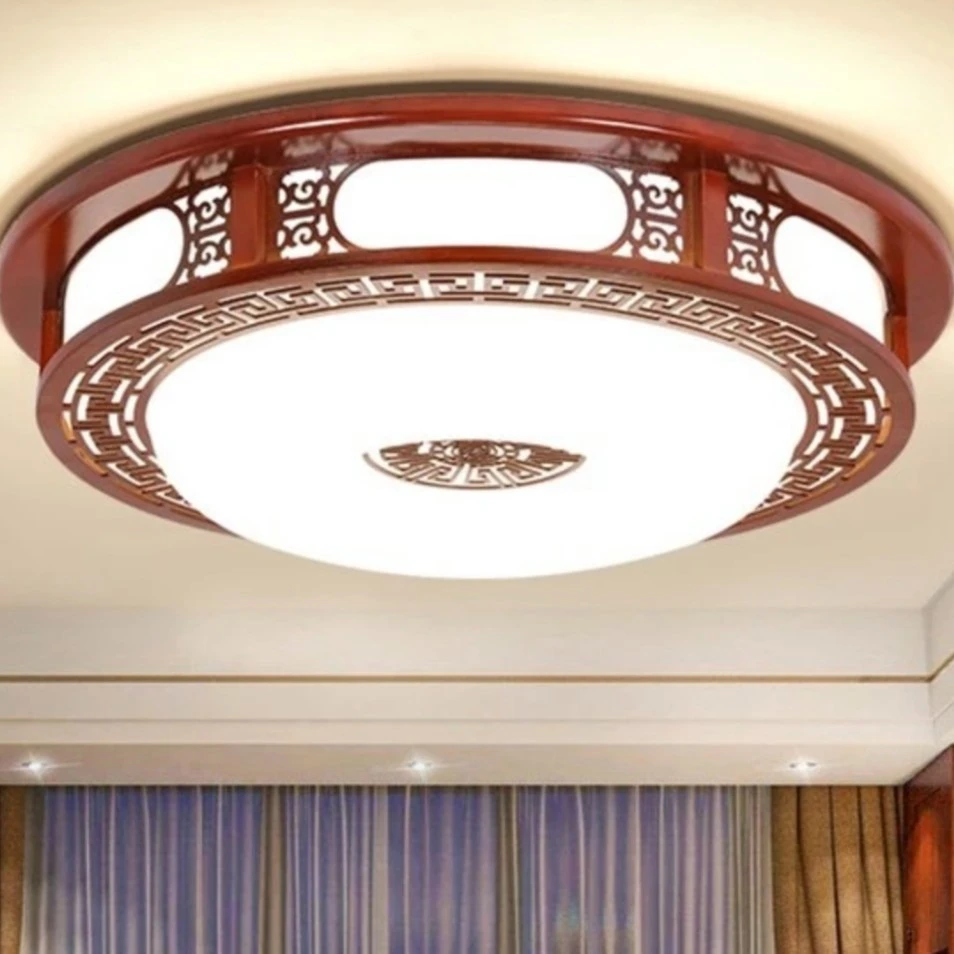 活动款-中式实木圆灯爆款卧室餐厅书房木艺灯具