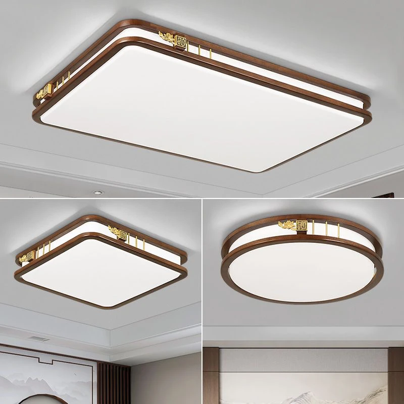 新中式实木长方形客厅吸顶灯中国风简约卧室茶室书房餐厅灯具