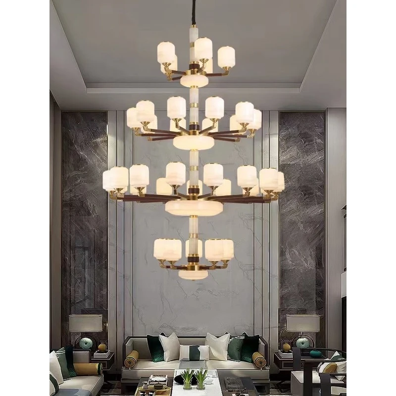 乌檀木+铜高端款挑空大客厅卧室餐厅客厅吊灯