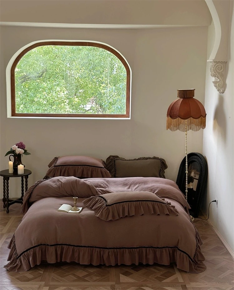 新款 纯棉双层纱 法式复古色织双层纱轻奢 韩式 柔软舒适