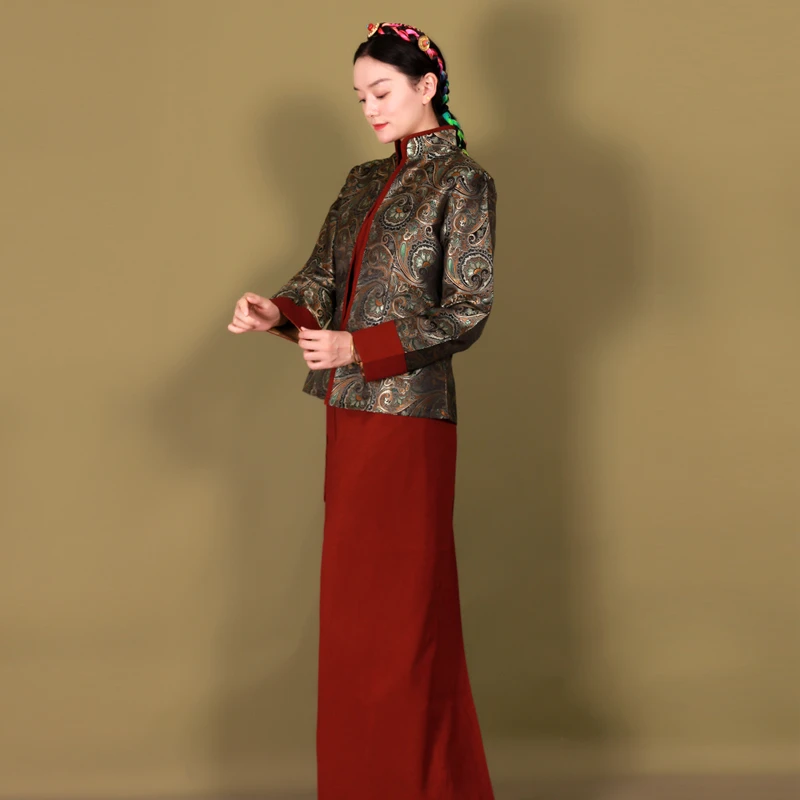 纤沫藏装女藏族民族服装博拉两件套藏服西藏服民族风藏袍女式藏袍