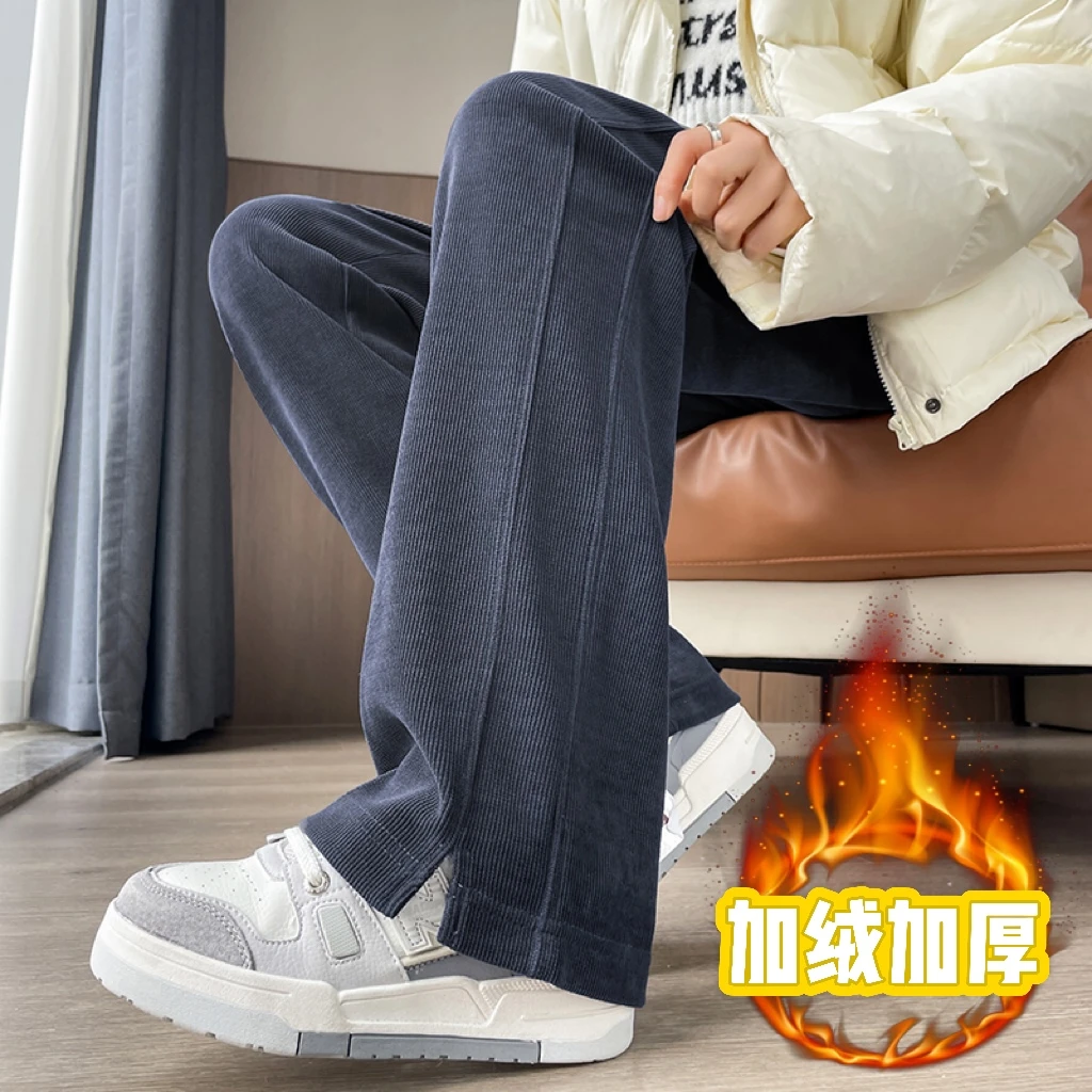 雪尼尔香蕉裤阔腿裤加绒加厚女秋冬季裤子女窄版直筒卫裤加厚休闲