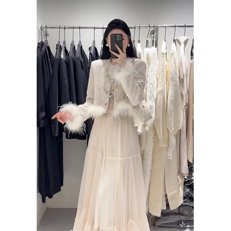 【薄荷雪糕】法式气质名媛小香风外套超仙设计感时尚纱纱半身裙套装