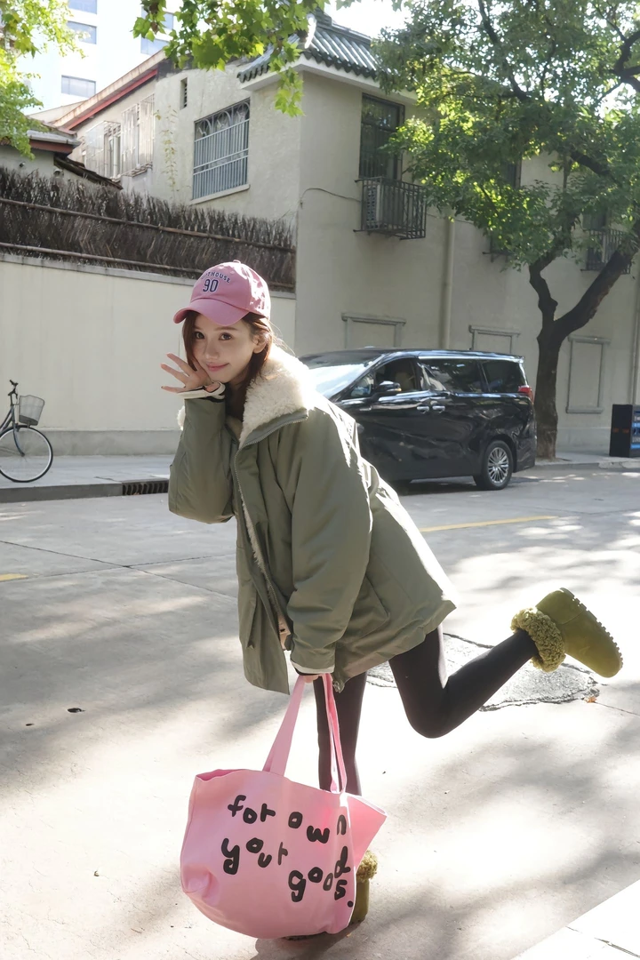 【薄荷雪糕】绿色工装宽松内里毛毛休闲棉服长袖休闲保暖百搭外套女