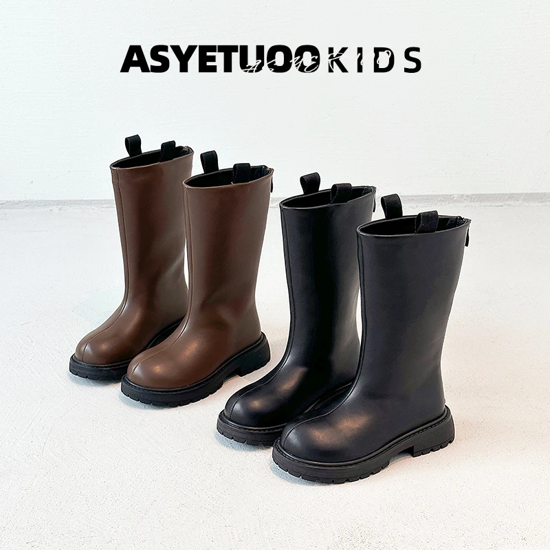 女童靴子儿童长筒靴冬季皮靴小女孩长靴秋冬款2024新款女童靴黑色