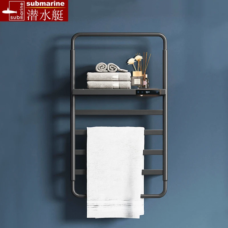 潜水艇智能电热毛巾架卫生间家用浴巾架不锈钢加热烘干加长毛巾架