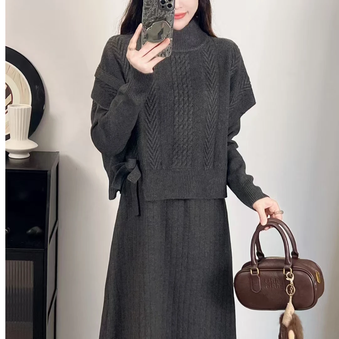 7786韩式秋冬连衣裙时尚气质毛衣修身女装连衣裙