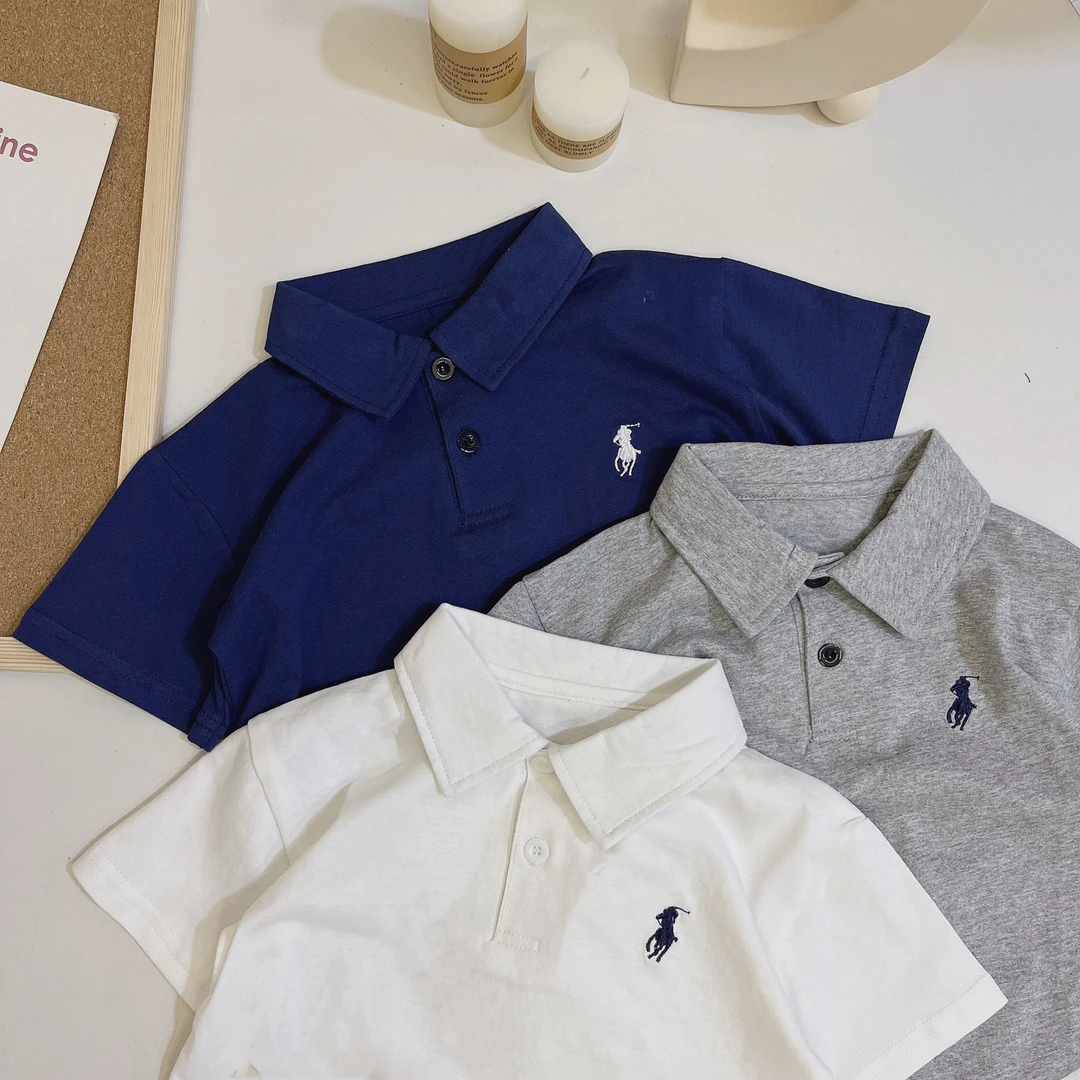 【100棉】男童Polo衫短袖夏季儿童纯棉上衣宝宝纯色翻领休闲半袖潮