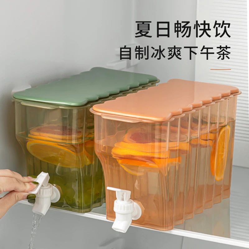 冷水壶带水龙头横放可放冰箱凉水壶夏天家用大容量防摔加厚冷水罐