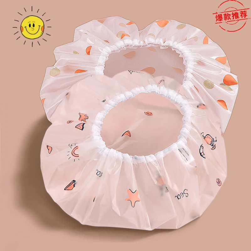 加厚防水沐浴帽双层头套帽厨房防油烟帽子女士款洗澡发套