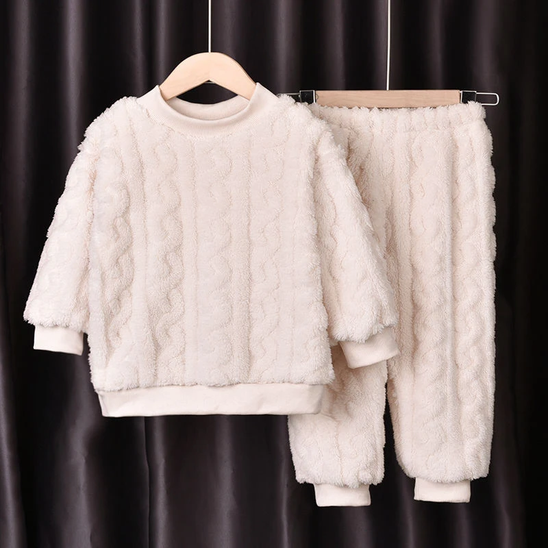 保暖女童睡衣加厚秋冬季珊瑚法兰绒新款加绒儿童家居服保暖套装6