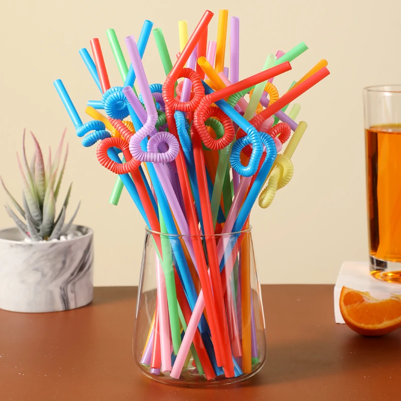 独立包装艺术长吸管一次性单支可弯曲彩色食品级饮料手工奶茶儿童