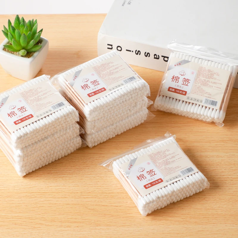 双头棉签掏耳朵专用美容院棉签棒棉棒一次性化妆浴场美签面签