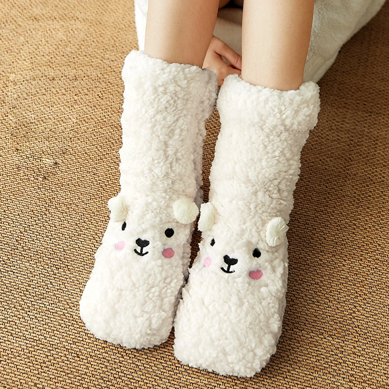 晚上睡觉穿的袜子暖脚袜毛绒袜子女冬睡觉暖脚保暖袜子暖脚套加厚