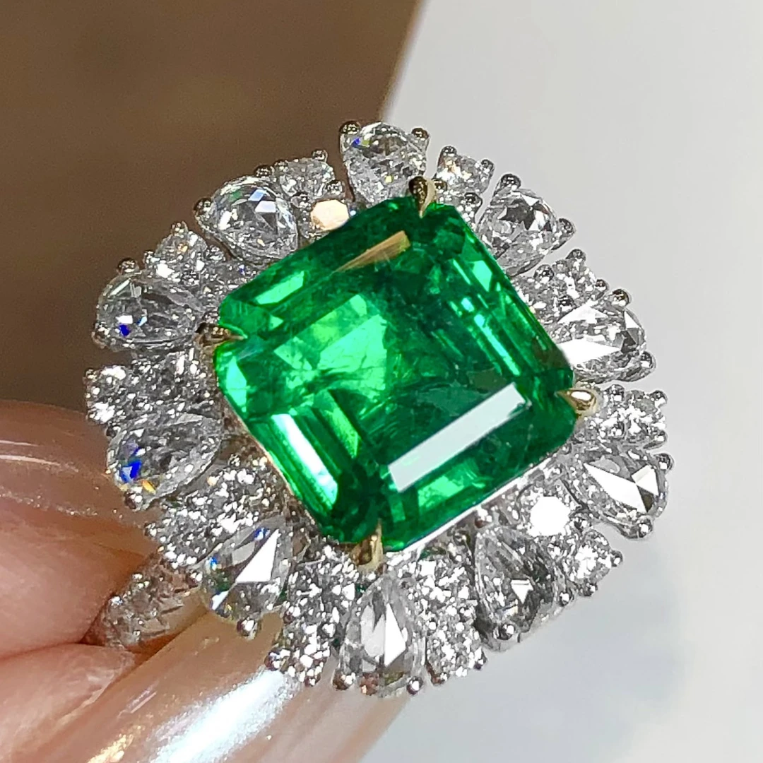 祖母绿戒指/5.02ct天然祖母绿18K金钻石戒指附GUILD证#HC