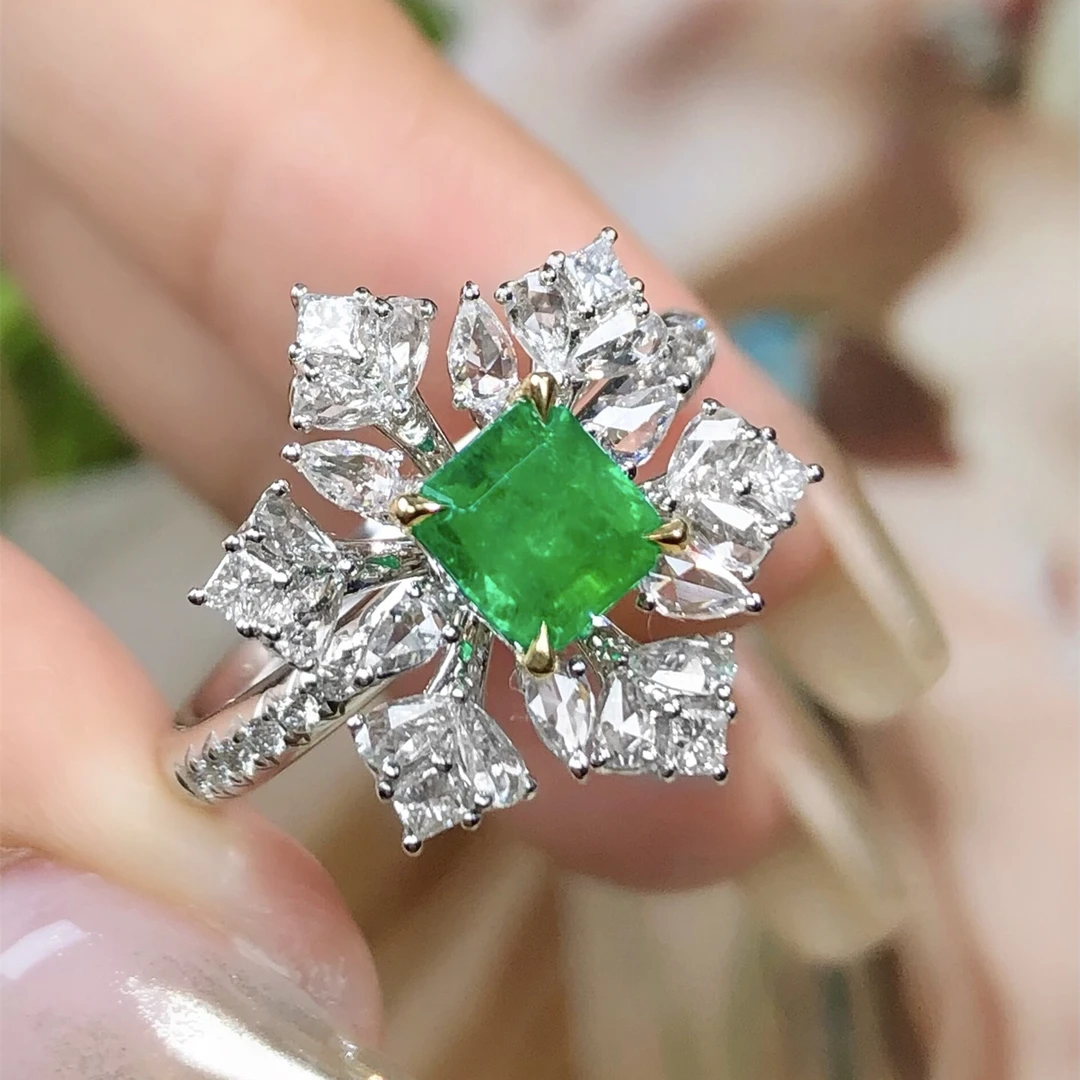 祖母绿戒指/0.71ct天然哥伦比亚祖母绿18K金钻石戒指附GUILD证#HC