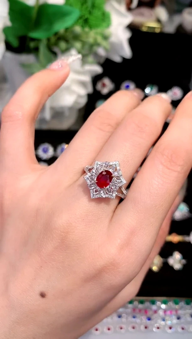 【闪购商品】红宝石戒指18K金镶嵌1.16ct/天然宝石/七天无理由