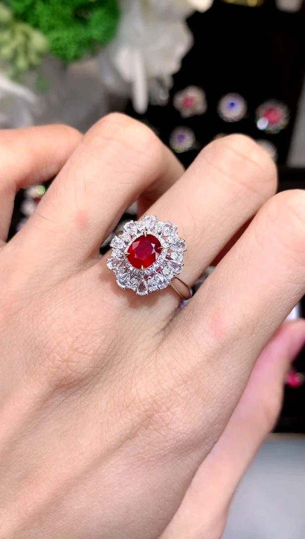 【闪购商品】红宝石戒指18K金镶嵌1.13ct/天然宝石/七天无理由