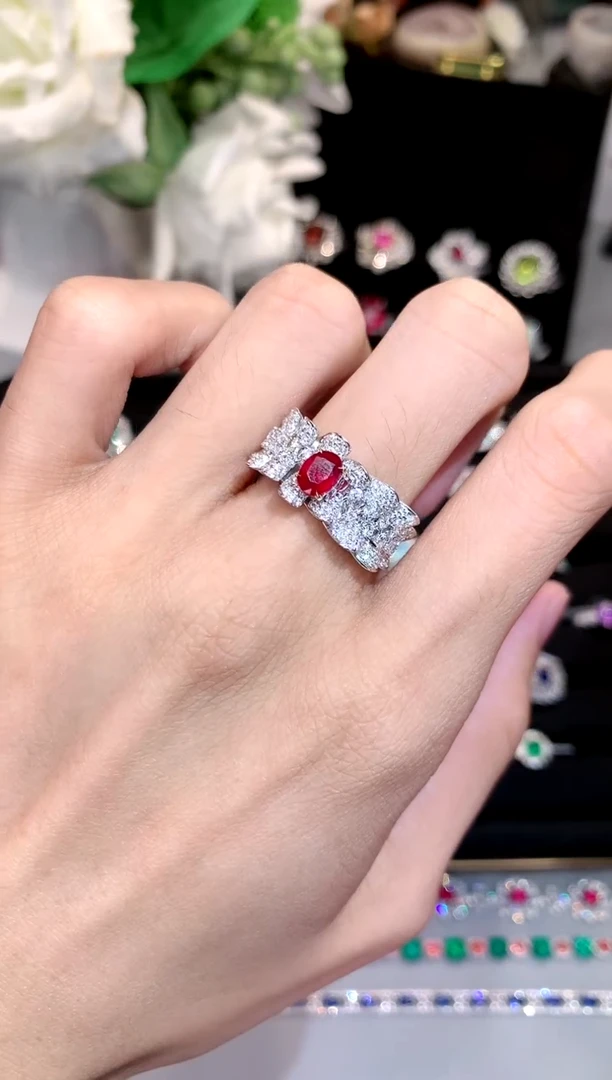 【闪购商品】红宝石戒指18K金镶嵌1.05ct/天然宝石/七天无理由