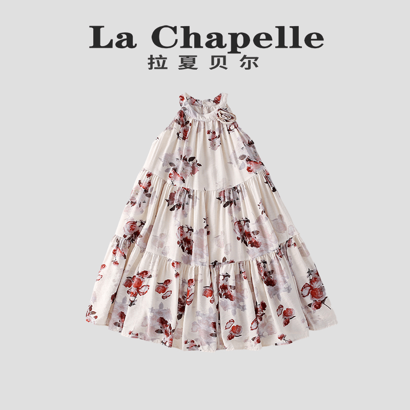 La Chapelle【拉夏贝尔】甜美女童碎花连衣裙夏季新品套装LB819