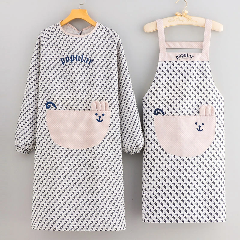 时尚帆布耐磨围裙男女厨房做饭防污透气围腰加厚加长成人工作服
