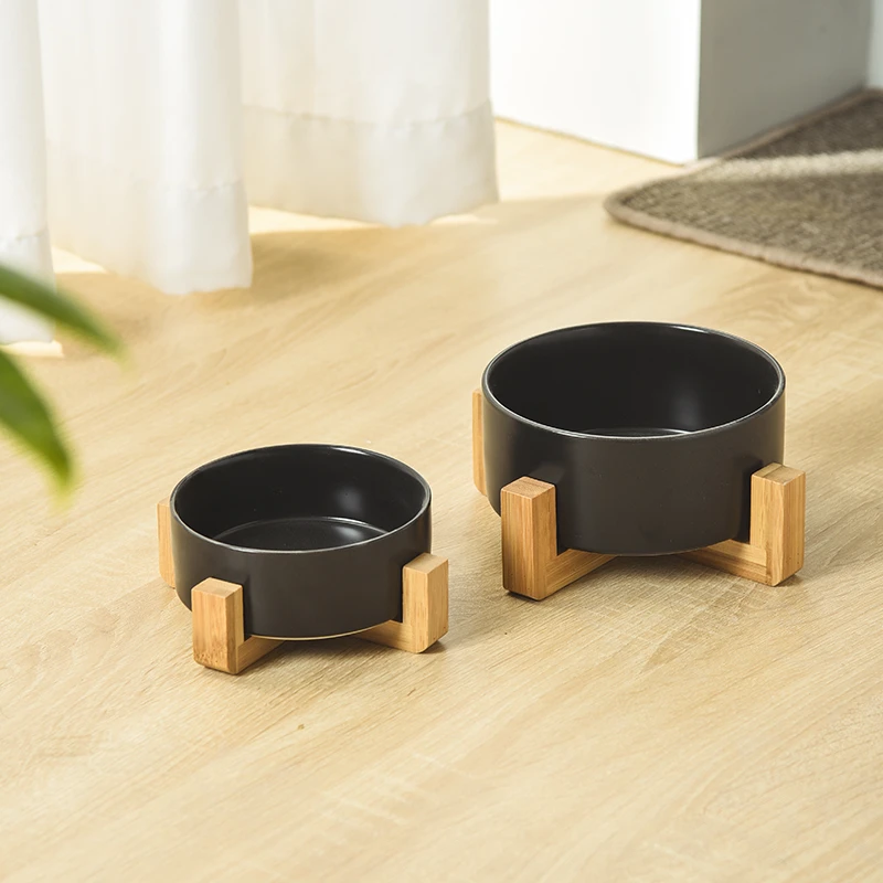 猫碗陶瓷猫咪饭碗猫碗大口径狗碗黑色猫喝水碗防打翻狗狗宠物用品