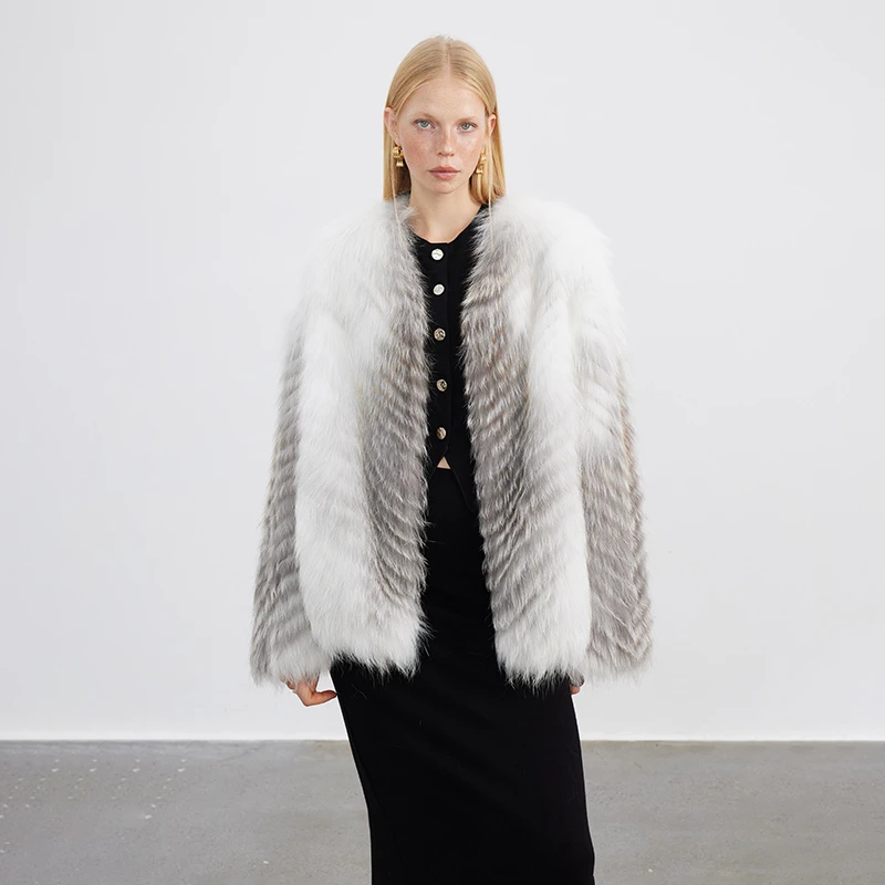 北麋「甜心雪宝」芬兰进口彩狐狐狸毛流行减龄皮草外套女中长款冬