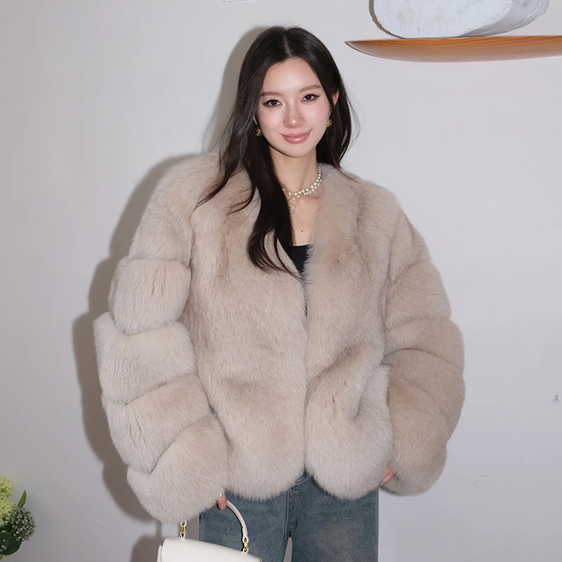 北麋「生巧黑卡」百搭整皮狐狸毛皮草外套女冬毛大衣年轻款2025网红