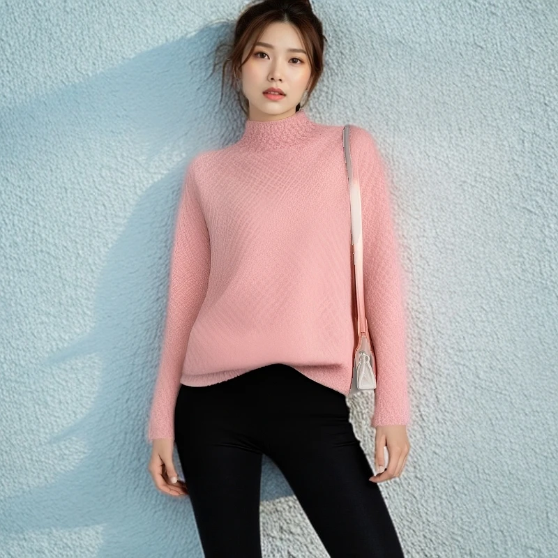 2025秋冬新款菠萝针纯色时尚百搭针织宽松显瘦显白高级感毛衣女