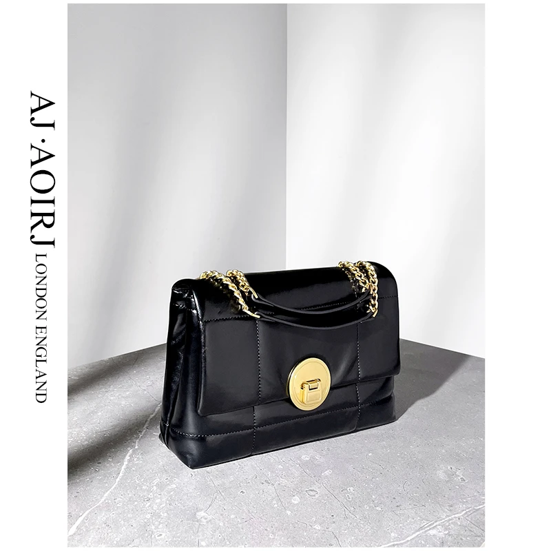 【Ada专属】小众 真皮大容量女包菱格链条单肩斜跨包