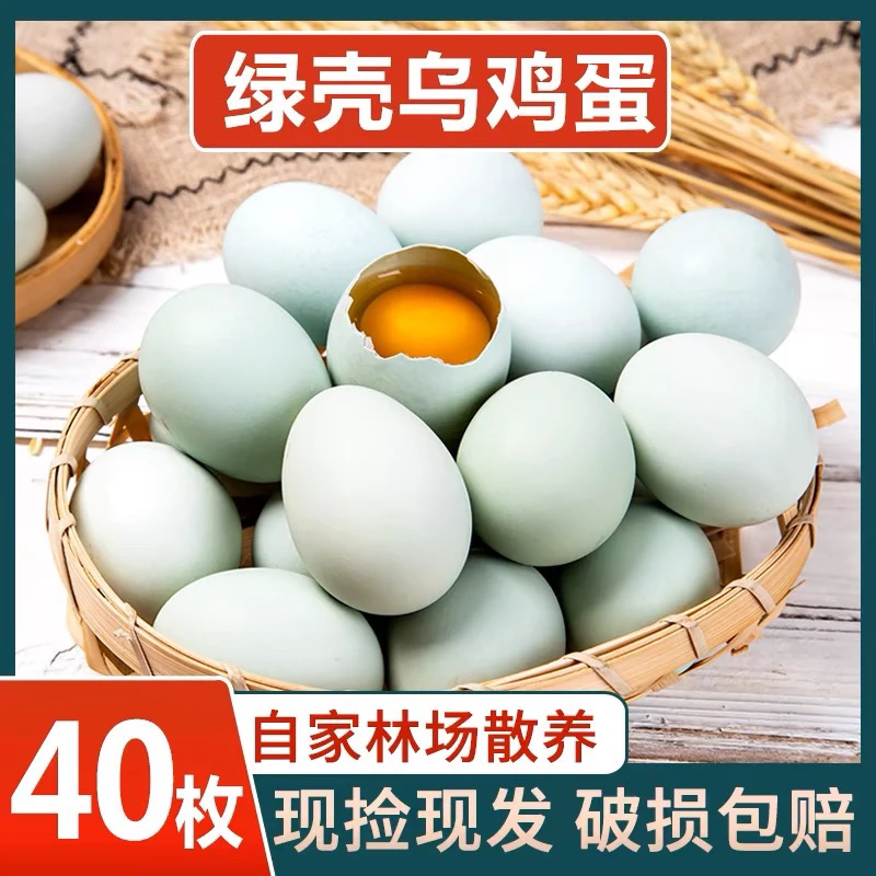 农家散养新鲜优选营养绿壳乌鸡蛋40枚绿壳