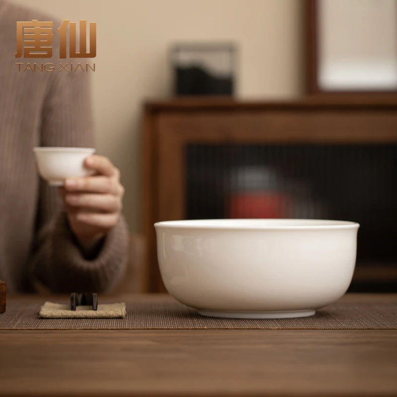 唐仙羊脂玉茶洗家用茶桌茶水缸茶杯盆水盂茶渣缸功夫茶具配件陶瓷