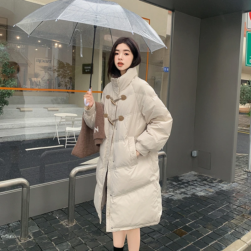 秋冬棉服女牛角扣时尚韩版棉衣百搭小个子加厚立领休闲棉袄外套女