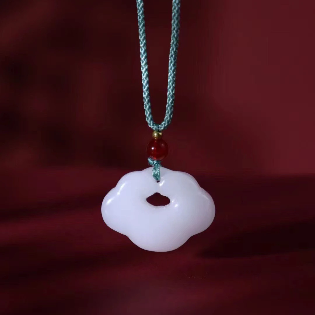 玉石 平安如意锁项链吊坠-LJW-1E